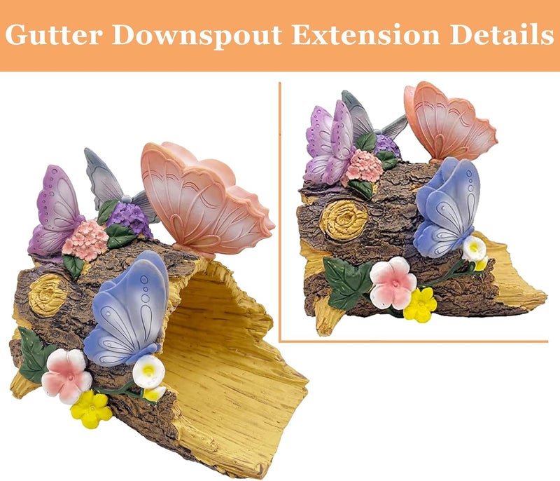 Teaeeno Butterfly Garden Gutter Downspout Extension, Resin Butterfly Figurine,Ornament Splash Block Anchor for Downspout Extension,Outdoor Drain Decor,Animal Accents,Perfect Rain Diverter for 3x4 - Image 4